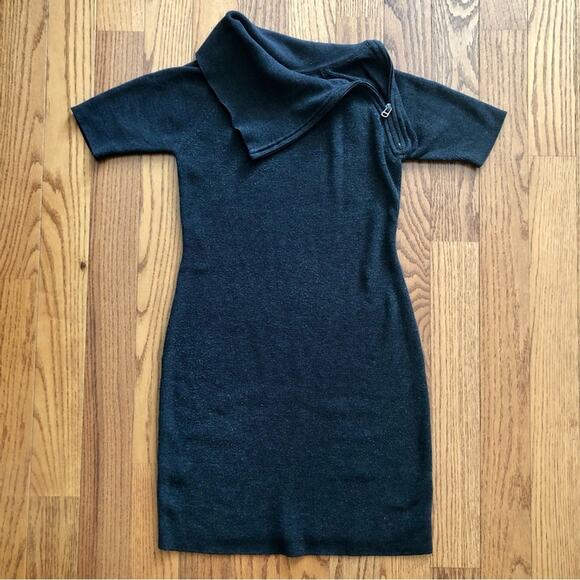 Calvin Klein Short Sleeve Cowl Neck Dark Gray Sweater Dress Women’s Size Small - Picture 12 of 12